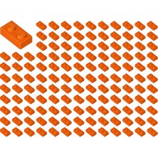 LEGO Yedek Parçalar: Plate 1x2: 100 Adet 1x2 Plate Parts Plaka Parçası Kırmızımsı Turuncu - Reddish
