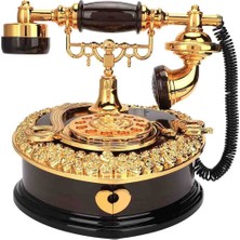 Wolawood Klasik Retro Tarzda Nostaljik Ahizeli Telefon Kulübesi Müzik Kutusu Dekoratif Masaüstü Telefon Kabini Vintage Görünümlü Hediyelik Dekoratif Set