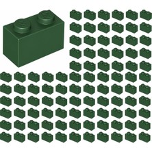LEGO Yedek Parçalar: Brick: Duvar Parçası: 100 Adet 1x2 Koyu Yeşil 3004 - Parts: Brick: 100 Piece 1x