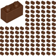 LEGO Yedek Parçalar: Brick: Duvar Parçası: 100 Adet 1x2 Kahverengi 3004 - Parts: Brick: 100 Piece 1x