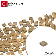 LEGO Yedek Parçalar, 100 Adet 1x1 Tile Düz Fayans Parçası, Koyu Bej (Dark Tan), 3070