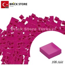 LEGO Yedek Parçalar, 100 Adet 1x1 Tile Düz Fayans Parçası, Fuşya (Magenta), 3070
