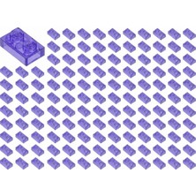 LEGO Yedek Parçalar: Plate 1x2: 100 Adet 1x2 Plate Parts Plaka Parçası Şeffaf Mor - Trans Purple 302