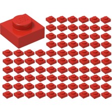 LEGO Yedek Parçalar: Plate: 100 Adet 1x1 Plate Parts Plaka Parçası Kırmızı Red 3024