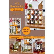 Roslina 12'li Çizgili Kalın Cam Kavanoz Baharatlık Bakliyat Saklama Kavanozu Seti 650 ml