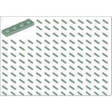LEGO Yedek Parçalar: Plate 1x4: 100 Adet 1x4 Plate Parts Plaka Parçası Kum Yeşili - Sand Green Plate