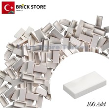 LEGO Yedek Parçalar, 100 Adet 1x2 Tile Düz Fayans Parçası, Beyaz (White), 3069