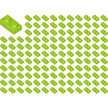 LEGO Yedek Parçalar: Plate 1x2: 100 Adet 1x2 Plate Parts Plaka Parçası Fıstık Yeşili - Lime 3023