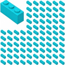 LEGO Yedek Parçalar: Brick: Duvar Parçası: 100 Adet 1x3 Azure Mavi 3622 - Parts: Brick: 100 Piece 1x