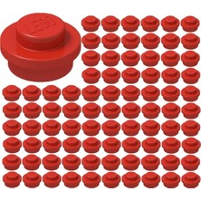 LEGO Yedek Parçalar: Plate Round: 100 Adet 1x1 Plate Round Parts Red- Kırmızı 4073