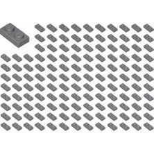 LEGO Yedek Parçalar: Plate 1x2: 100 Adet 1x2 Plate Parts Plaka Parçası Koyu Gri - Dark Bluish Gray 3