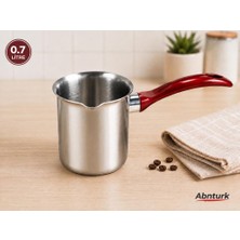Abnturk 0,7 Litre Paslanmaz Çelik  Kırmızı Saplı Sütlük-Cezve