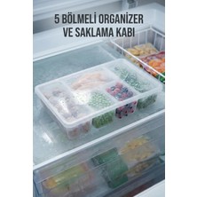TeknoKapsül 5 Bölmeli Şeffaf Buzdolabı Içi Düzenleyici & Kapaklı Dondurucu Saklama Kabı (24X38 Cm)