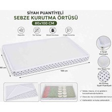 Magic Lady Siyah 80*100 Puantiyeli Sebze Kurutma Örtüsü  – Düz Beyaz Tüllü 3 Tarafı Fermuarlı