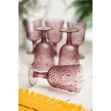 TeknoKapsül Akrilik Mürdüm 6'lı Kadeh & Su Meşrubat Kahve Yanı Bardağı 450 ml (Cam Değildir)