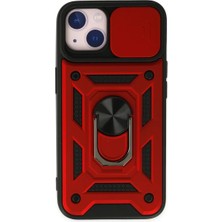 TeknoKapsül Apple iPhone 14 Kılıf Pars Lens Yüzüklü Silikon - Kırmızı