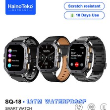Gümüş Tekno Gümüştekno Haino Teko Sq-18 Amoled Ekran Akıllı Saat Çelik Deri Silikon 3 Kordonlu 1ATM Su Geçirmez Bluetooth Arama Siyah