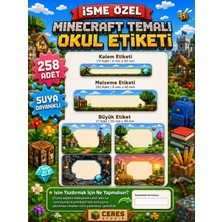Ceres Studio Okul Etiketi Kalem Defter Isimli Etiket Isim Yazılabilen Yeni Minecraft Temalı - 258 Adet Özel Yeni Tasarım