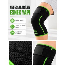 TeknoKapsül Sporcu Dizliği Siyah Yeşil Esnek Nefes Alabilen Destek Bantlı Dizlik