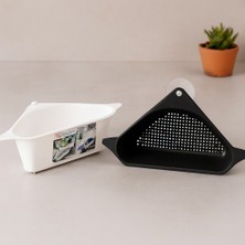 TeknoKapsül Süzgeçli Lavabo Köşe Rafı Vantuzlu Plastik