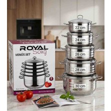 Ness Global Royal 10 Parça Çelik Tencere Seti 22 24 26 28 30 cm – 5 Tencere + 5 Kapak, Şık ve Kullanışlı Mutfak Seti