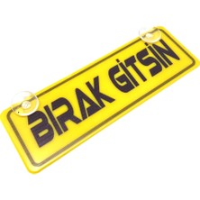 Uravas Store Bırak Gitsin Yazılı Sarı Dekor Plaka Vantuzlu Cam Süsü 22X7.5CM