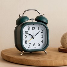 TeknoKapsül Çift Zilli Metal Kasalı Işıklı Pilli Masa Çalar Saat (8.8 Cm)