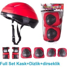 Empressco Çocuk Için Kask Dizlik Dirseklik Koruyucu Set Kırmızı Kırmızı