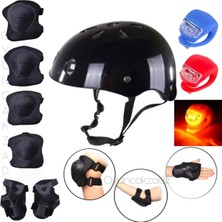 Empressco Paten Scooter Kaykay Kaskı Ikazlı Çocuk Kask Dizlik Dirseklik Ellik Koruyucu Set LED Işıklı