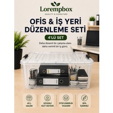 Lorempbox 40 L Ofis & Iş Yeri Düzenleme Kutusu 4’lü Set – Kilitli, Istiflenebilir, Şeffaf Saklama ve Arşiv Kutusu