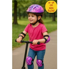 Empressco Bisiklet Kaykay Paten Scoaoter Için Koruyucu Kask Dizlik Dirseklik Set - Mor (52 - 56 cm Kafa Ölçüsü