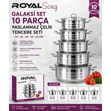 Ness Global Royal 10 Parça Çelik Tencere Seti 24 26 28 30 32 cm – 5 Tencere + 5 Kapak, Şık ve Kullanışlı Mutfak Seti