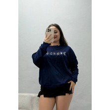 Belendir Kadın Taş Detay Modal Sweat Lacivert