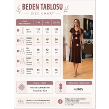 Lune Store Kadın Kısa Kollu V Yakalı Yanları Şerit Detaylı Viskon Iki Iplik Midi Elbise