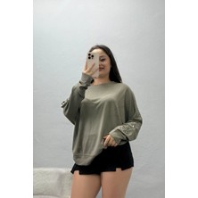 Belendir Kadın Zımba Detay Modal Sweat Haki