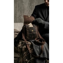 Unisex Hakiki Deri Siyah & Acı Kahve Seçenekli Postacı Çantası Ayarlanabilir Askılı Çapraz Çanta 24X21 cm