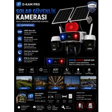 O-Kam Pro 12MP 4g Solar Güneş Enerjili 4 Lens Gece Görüşlü Dış Mekan Güvenlik Kamerası OK-335PREMIUM4G