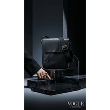 Unisex Hakiki Deri Siyah & Acı Kahve Seçenekli Postacı Çantası Ayarlanabilir Askılı Çapraz Çanta 24X21 cm