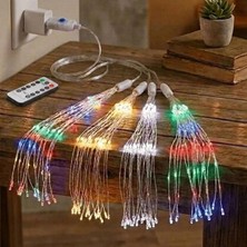 TeknoKapsül 4’lü Açılır LED Işık Seti – 8 Farklı Işık Modlu, Kumandalı, USB Kablolu Renkli Dekoratif Fiber LED Lamba