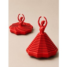 Solmazlar Online 3D Baskı Balerin Figürlü Fidget Oyuncak - Hareketli Optik Illüzyon Masa Dekoru-Kırmızı