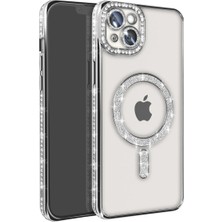 TeknoKapsül Apple Iphone 15 Kılıf Joke Simli Magneticsafe Kılıf - Gümüş