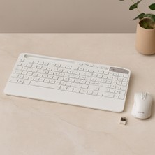TeknoKapsül Kablosuz Klavye Mouse Seti - Tablet/telefon Standlı - Beyaz - Q Klavye