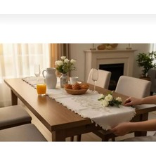 Simella Altın Simli Işlemeli Masa Runneri 50X140 cm Şık Masa Dekoru