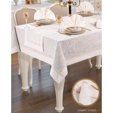 Liana Krem-Krem 26 Parça 12 Kişilik 155 × 220 cm Masa Takımı