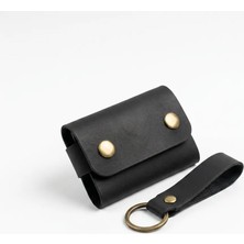 %100 Hakiki Deri El Yapımı Mini Kartlık ve Anahtarlık Seti - Minimalist Unisex Cüzdan 6x9 cm