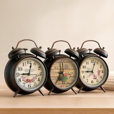 TeknoKapsül Yuvarlak Metal Çift Zil Çalar Saat 10 cm — Pilli & Işıklı