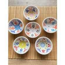 Lueeci Seramik El Yapımı Dantelli Kase Reçellik, Sosluk, Çerezlik, Lokumluk 8 cm 6'lı Set (Model 6)