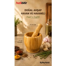 By My Hand Bymyhand Bambu Doğal Ahşap Havan Havaneli Sarımsak Ezeceği Baharat Döveceği 11 x 10 cm