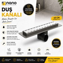 Nano 40 cm Paslanmaz Çelik Duş Kanalı – Koku Önleyici Gider Sistemli, Kolay Temizlenebilir Banyo Duş Gideri