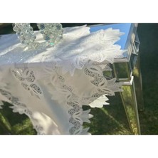 Kayla Model Krem-Krem 5 Parça Keten Runner Seti Çeyizlik Masa Örtüsü